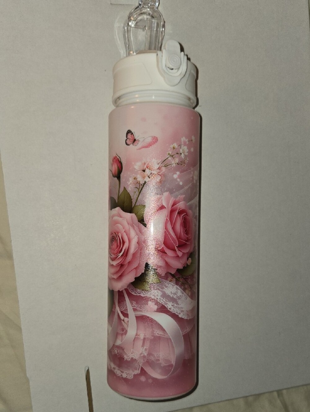 Water Bottle - Pink Floral Reusable Plastic NWT - Picture 4 of 4